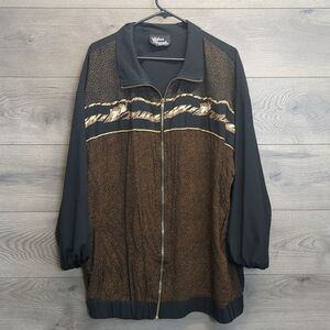 Vintage Silver Threads Zip Up Tiger Windbreaker Men's XXL